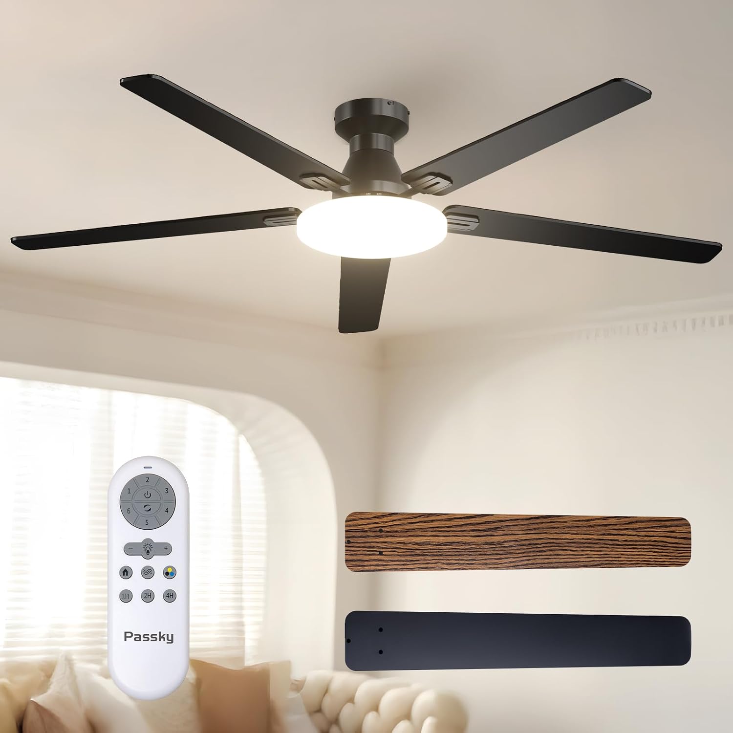 Detalle de Passky Ceiling Fan with Light, 60-Inch