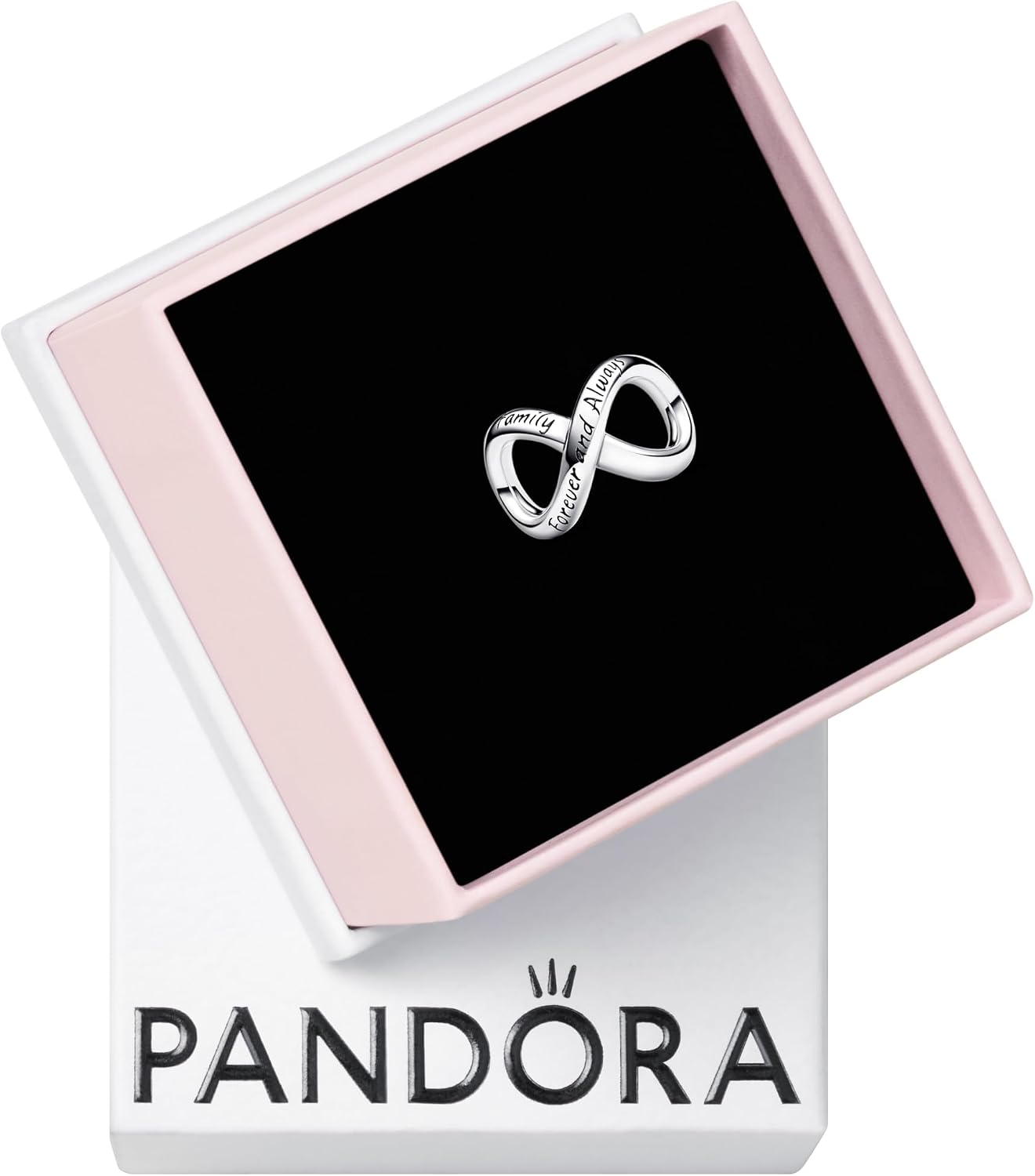 Detalle 1 de PANDORA Family Infinity Triple Charm-Anhänger aus Sterling Silber mit Zirkonia – kompatibel mit Moments Armbändern