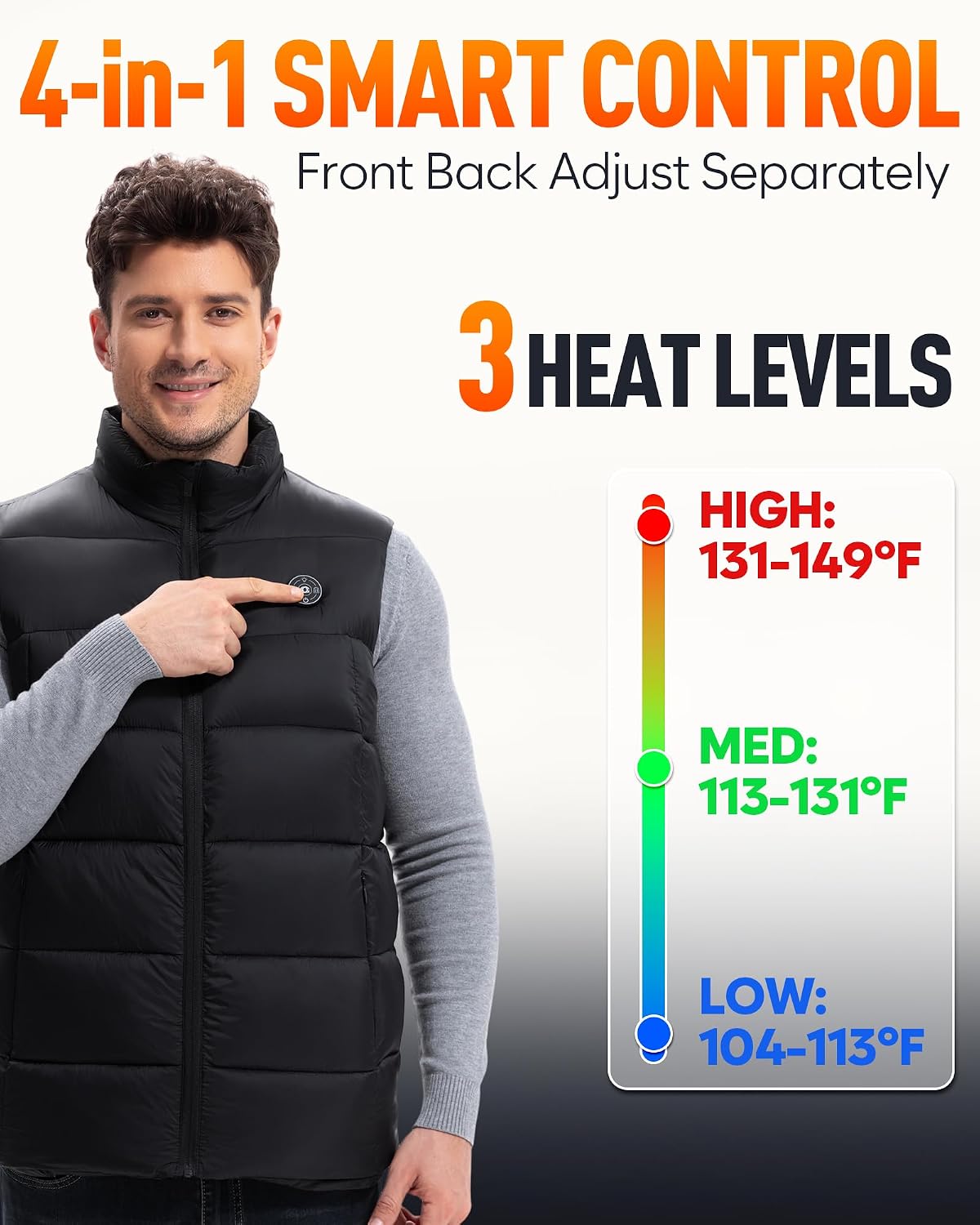 Detalle de Men's Heated Vest, 16000mAh Battery