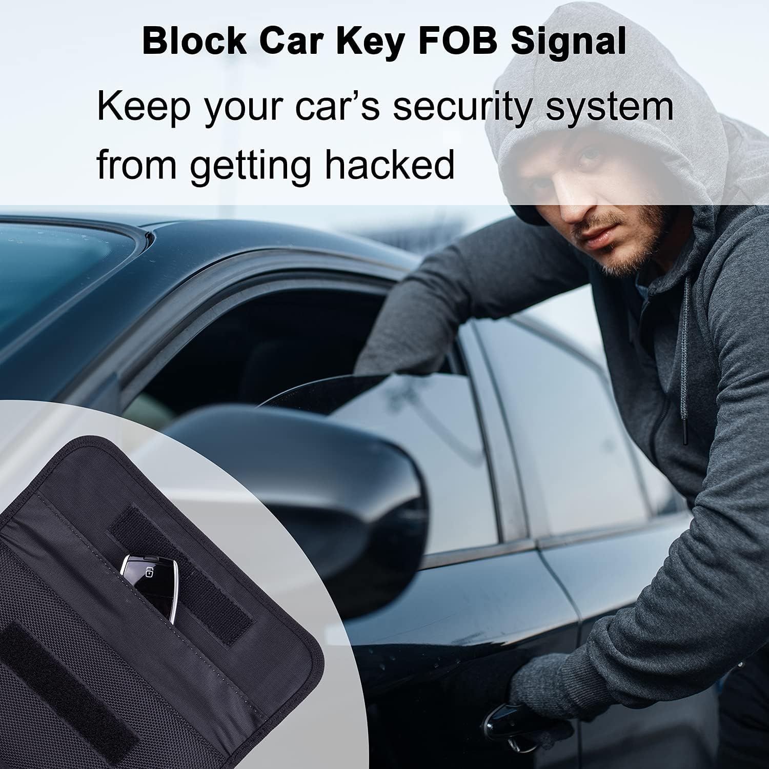 Detalle de wisdompro RFID Signal Blocking Bag (Faraday pouch) for cell phones and car keys, black