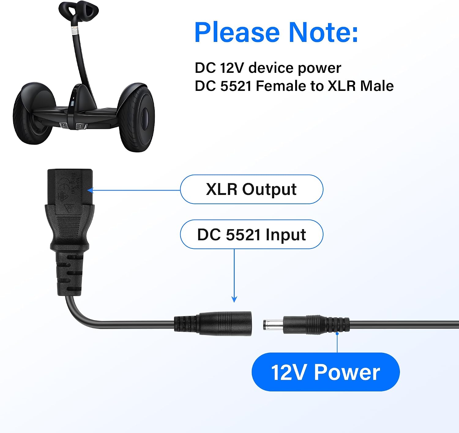 Detalle de DC power adapter cable 15cm 2 pack