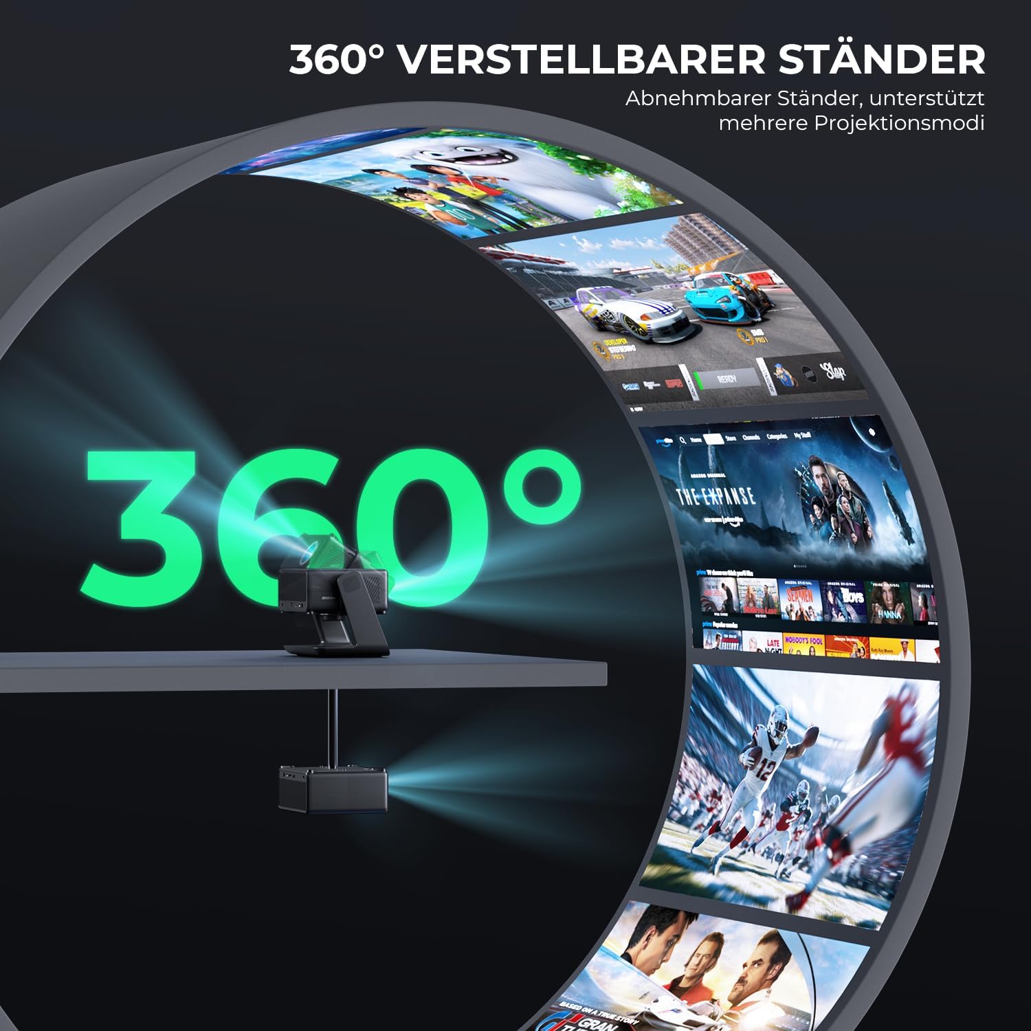 Thumbnail 5 de Beamer mit Netflix-Kompatibilität, 28000 Lumen – Mini 4K Beamer mit WLAN 6, Bluetooth, 4D Keystone und elektrischem Fokus