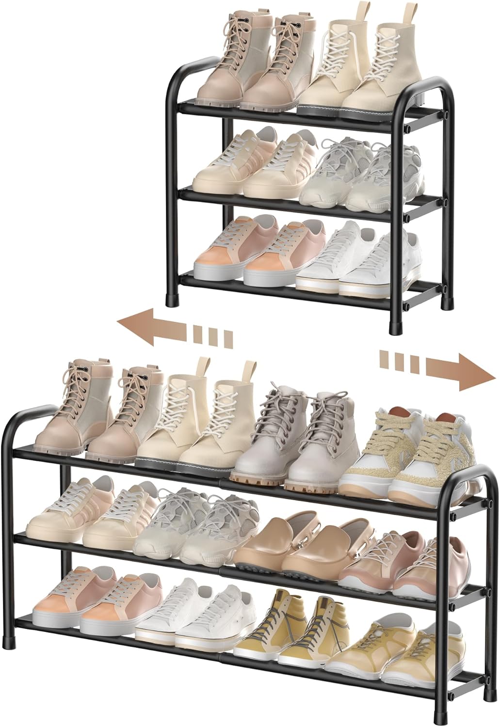 ENJOYBASICS Schuhregal 3 Ebenen 45–83 cm