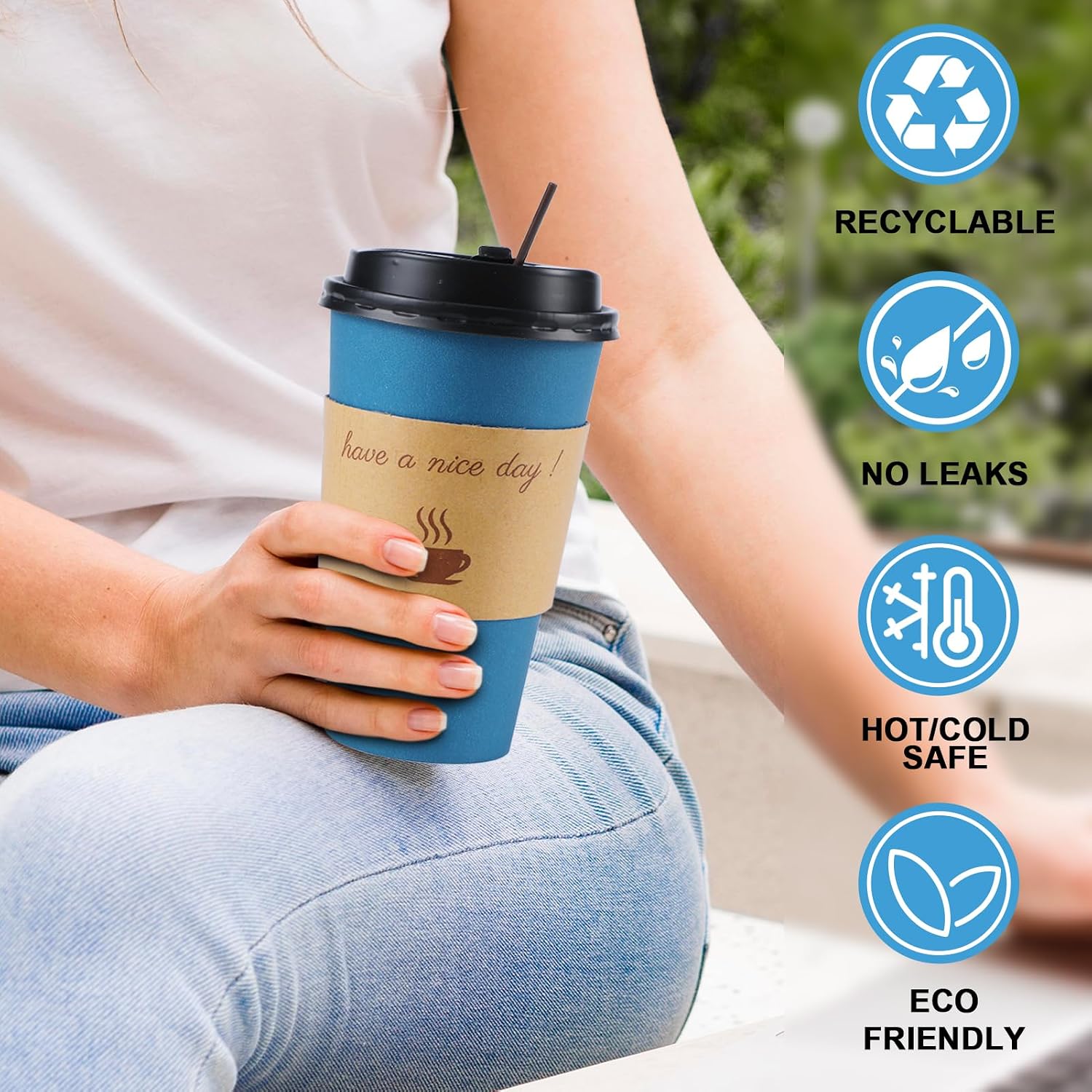 Detalle 2 de Clawsoff 16 oz Disposable Coffee Cups Navy