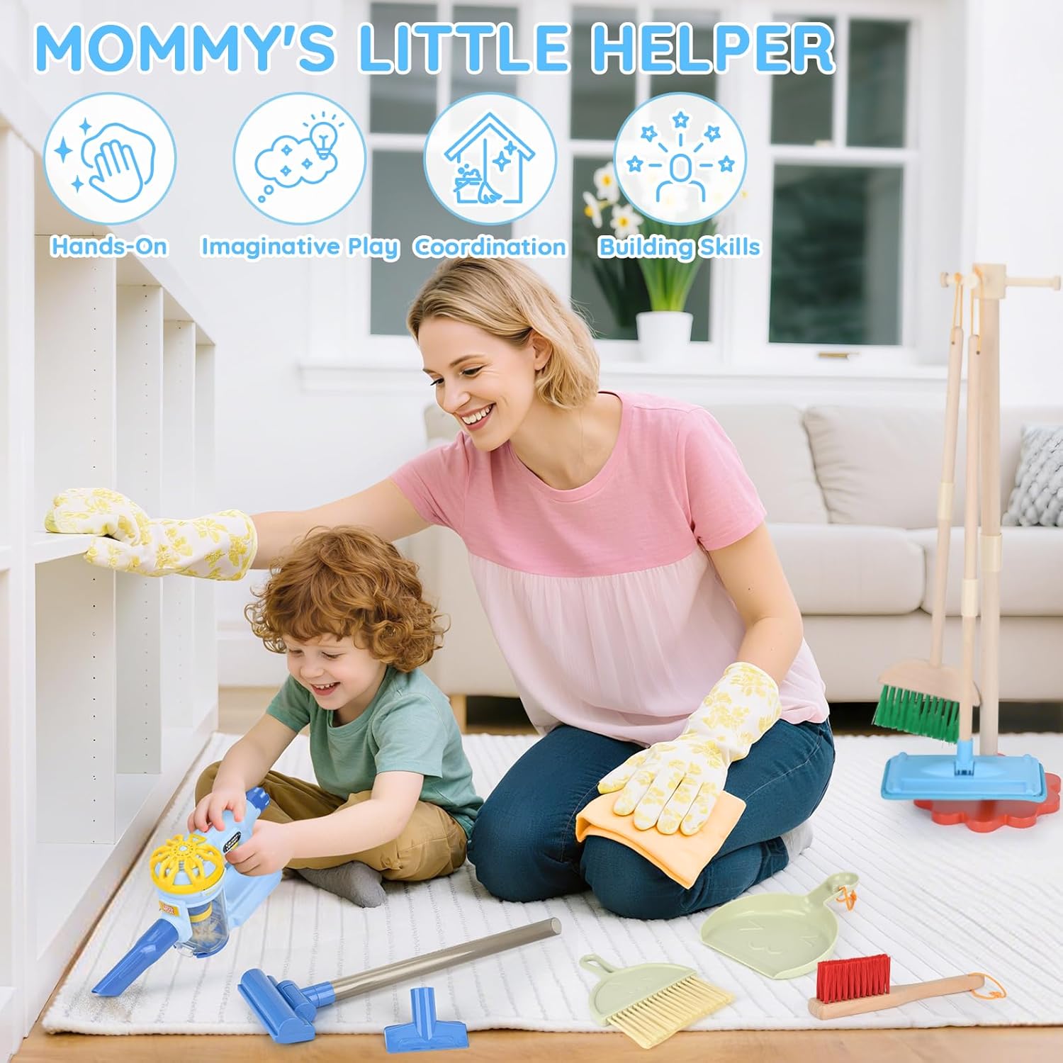 Detalle de Dreamon Aspirapolvere per bambini con aspirazione e funzione audio + set da 11 accessori