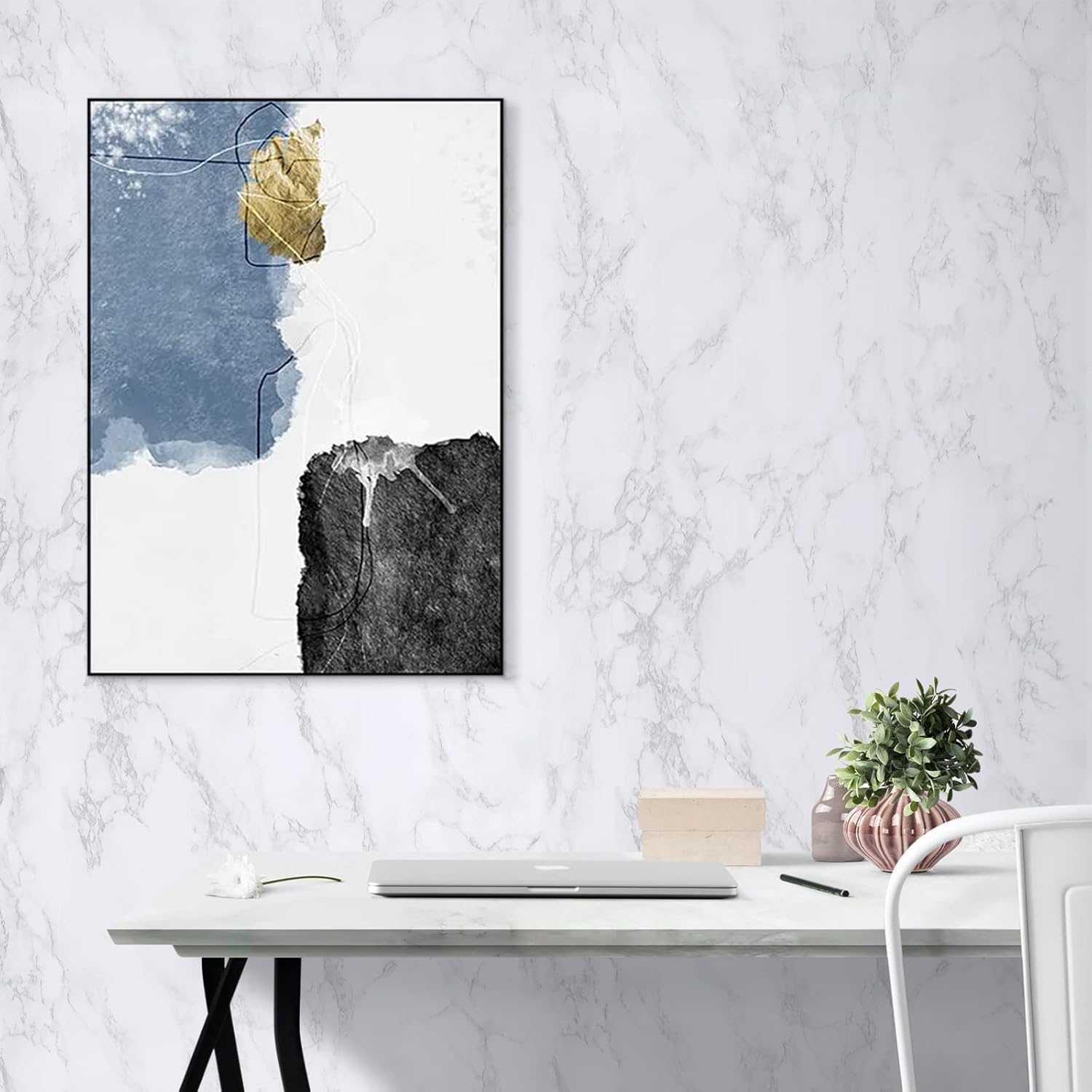 Thumbnail 6 de Hode Marble Sticky Back Plastic (90cm x 10m) Granite White Grey vinyl wrap contact paper