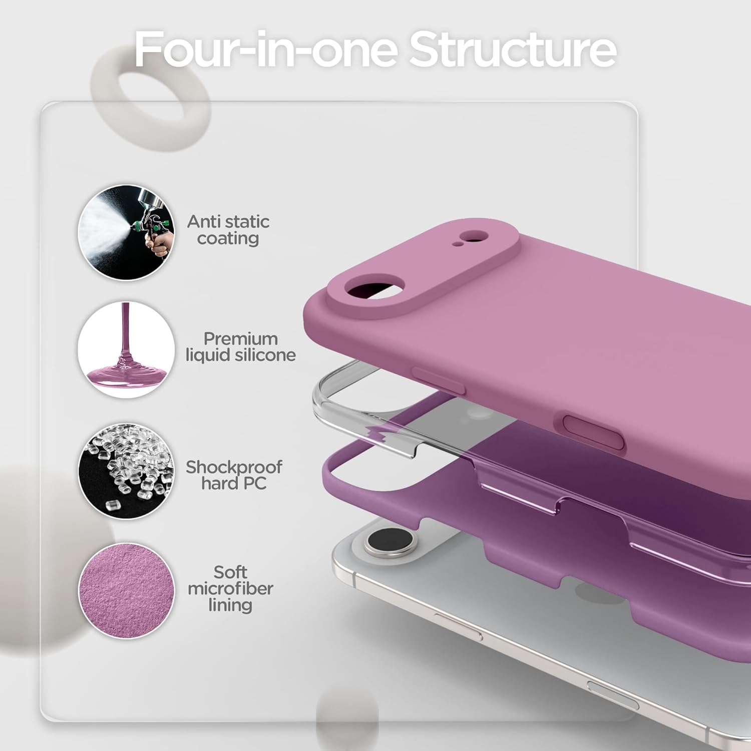 Thumbnail 4 de INGIDO for iPhone Air 6.5" (2025) liquid silicone case with camera protection in Lilac Purple