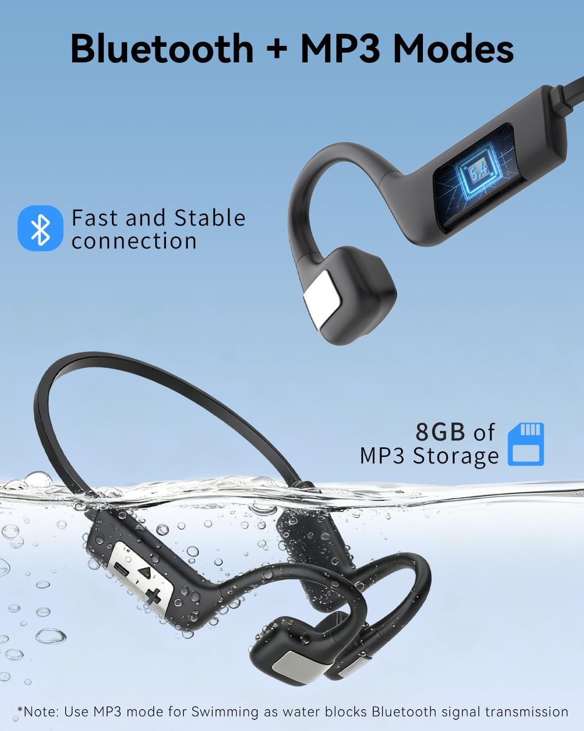 Thumbnail 2 de Knochenschall Kopfhörer fürs Schwimmen mit MP3 8 GB