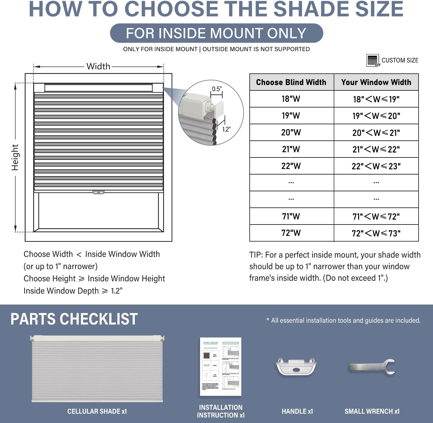 Detalle de AOSKY Blackout Cellular Shades 46" x 64