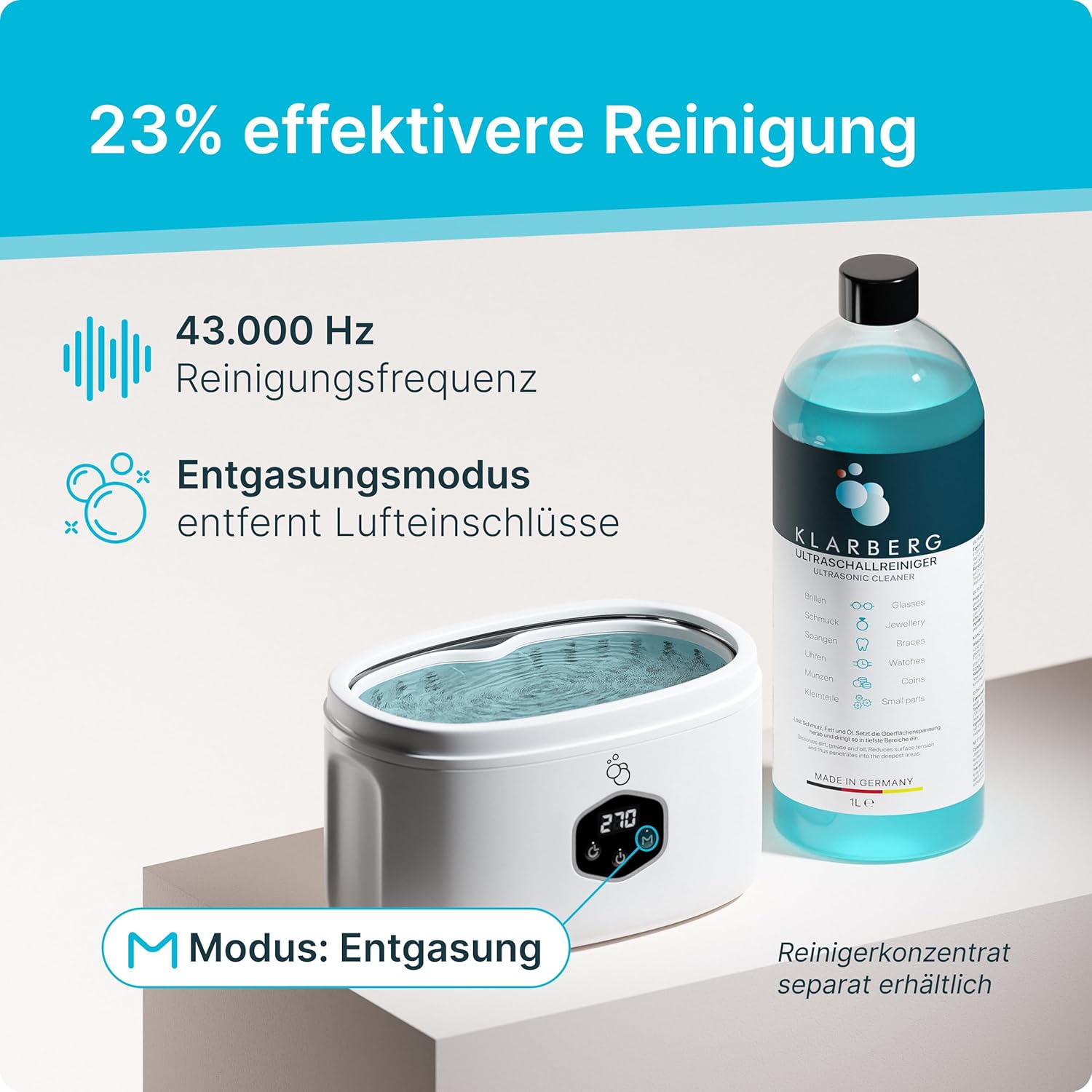 Detalle 2 de KLARBERG Ultraschallreinigungsgerät 600ml
