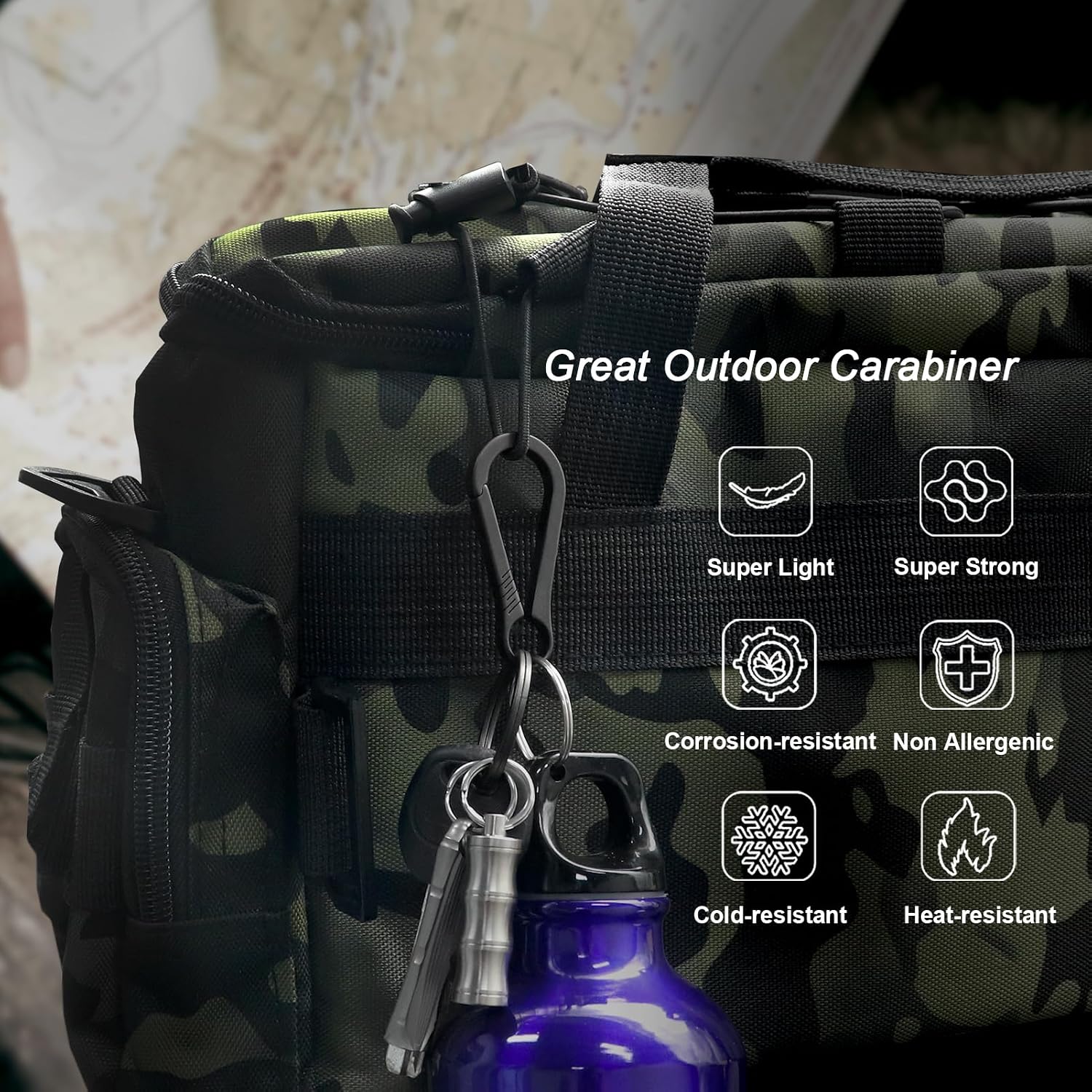 Thumbnail 4 de KCFEV Titanium Carabiner Keychain: Ultra‑Light yet Incredibly Strong