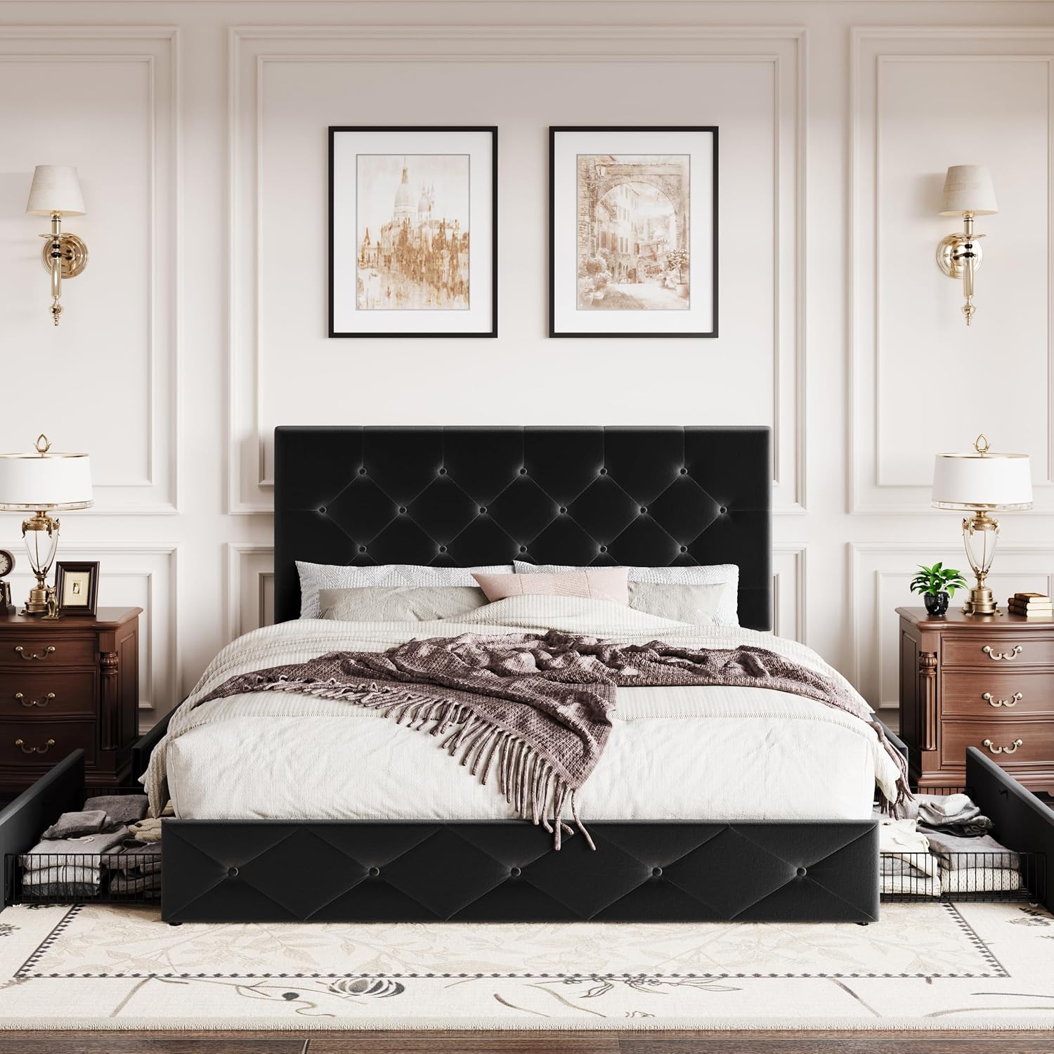 Detalle de SHA CERLIN Queen Bed Frame, Velvet