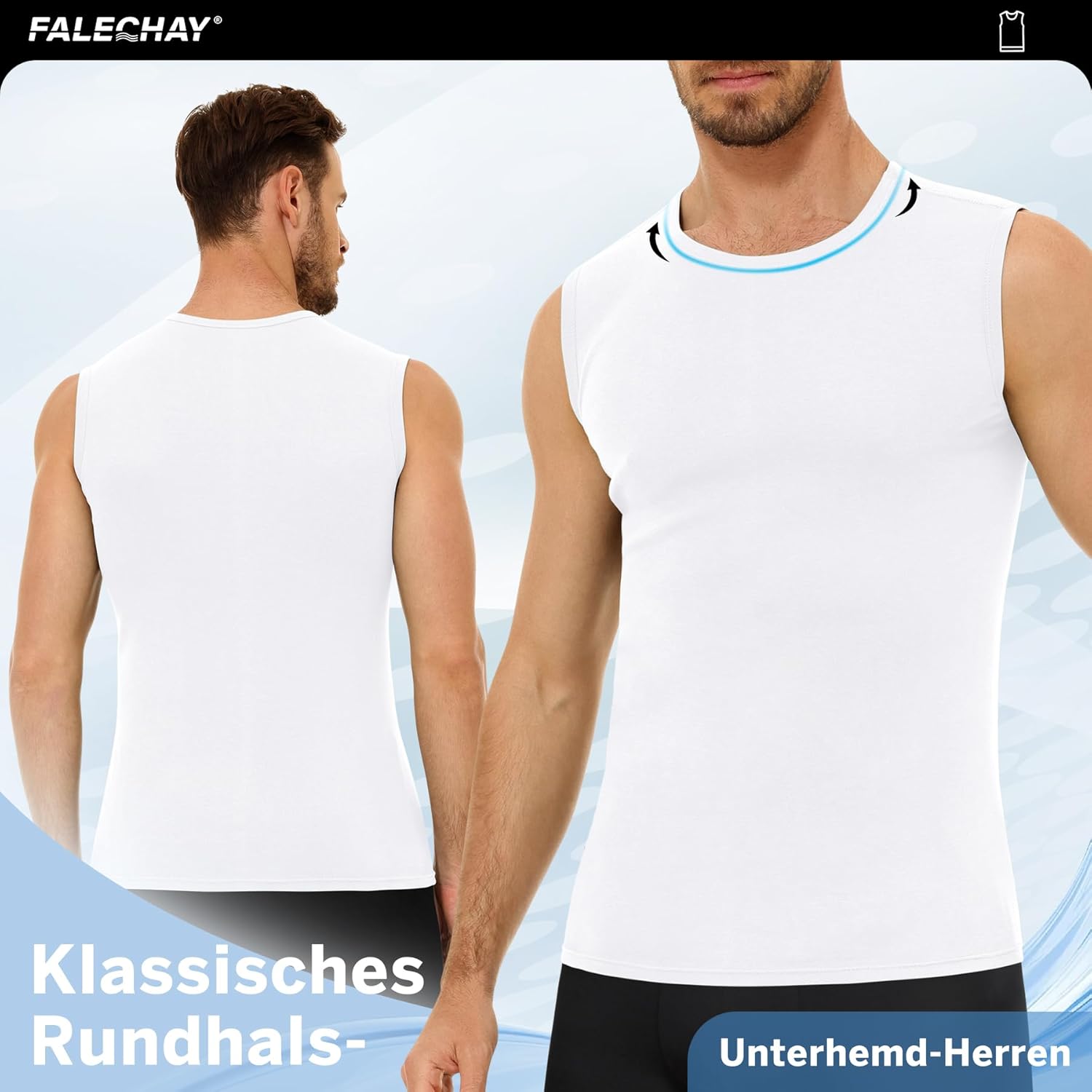 Thumbnail 3 de Falechay Canotte da Uomo – Pacco da 3, 100% Cotone, senza maniche