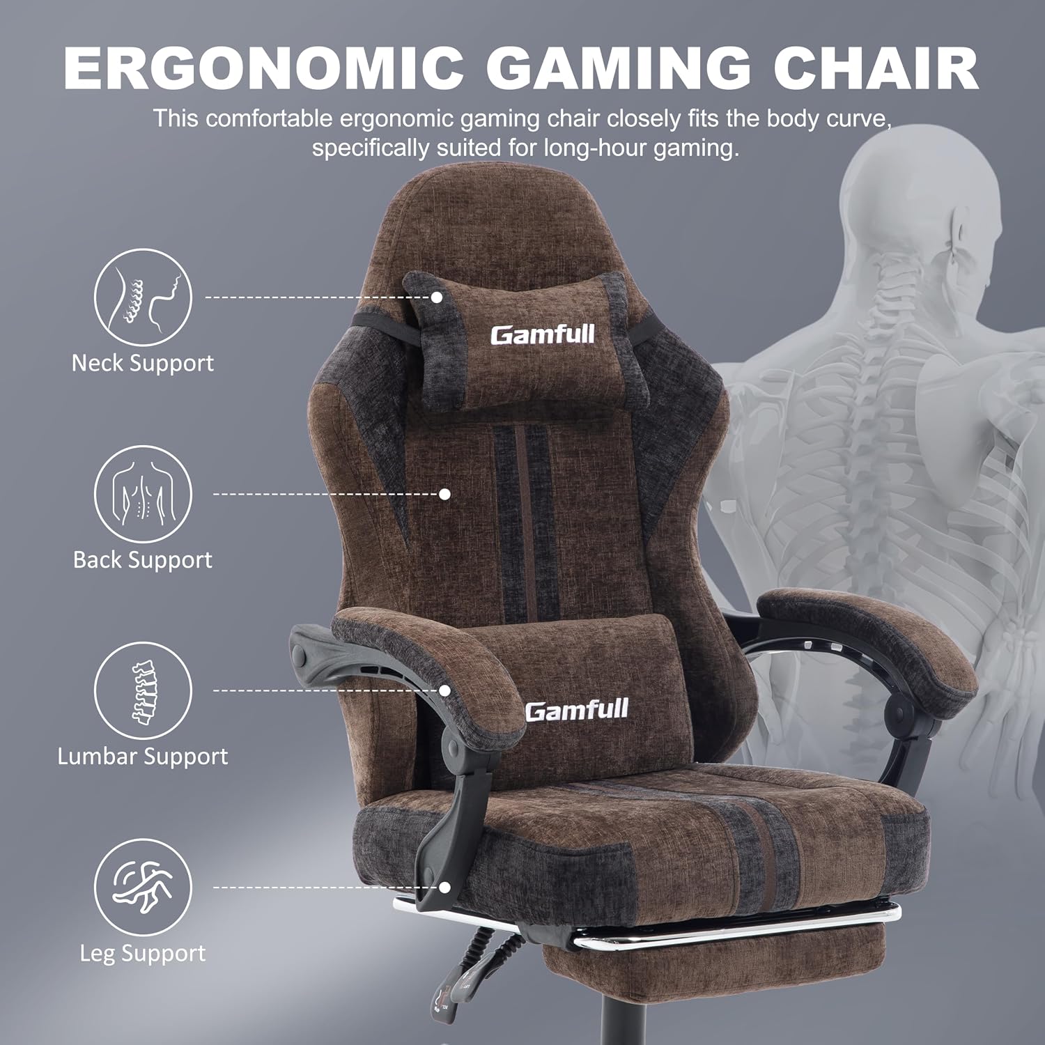 Detalle de Gaming Chair with Footrest