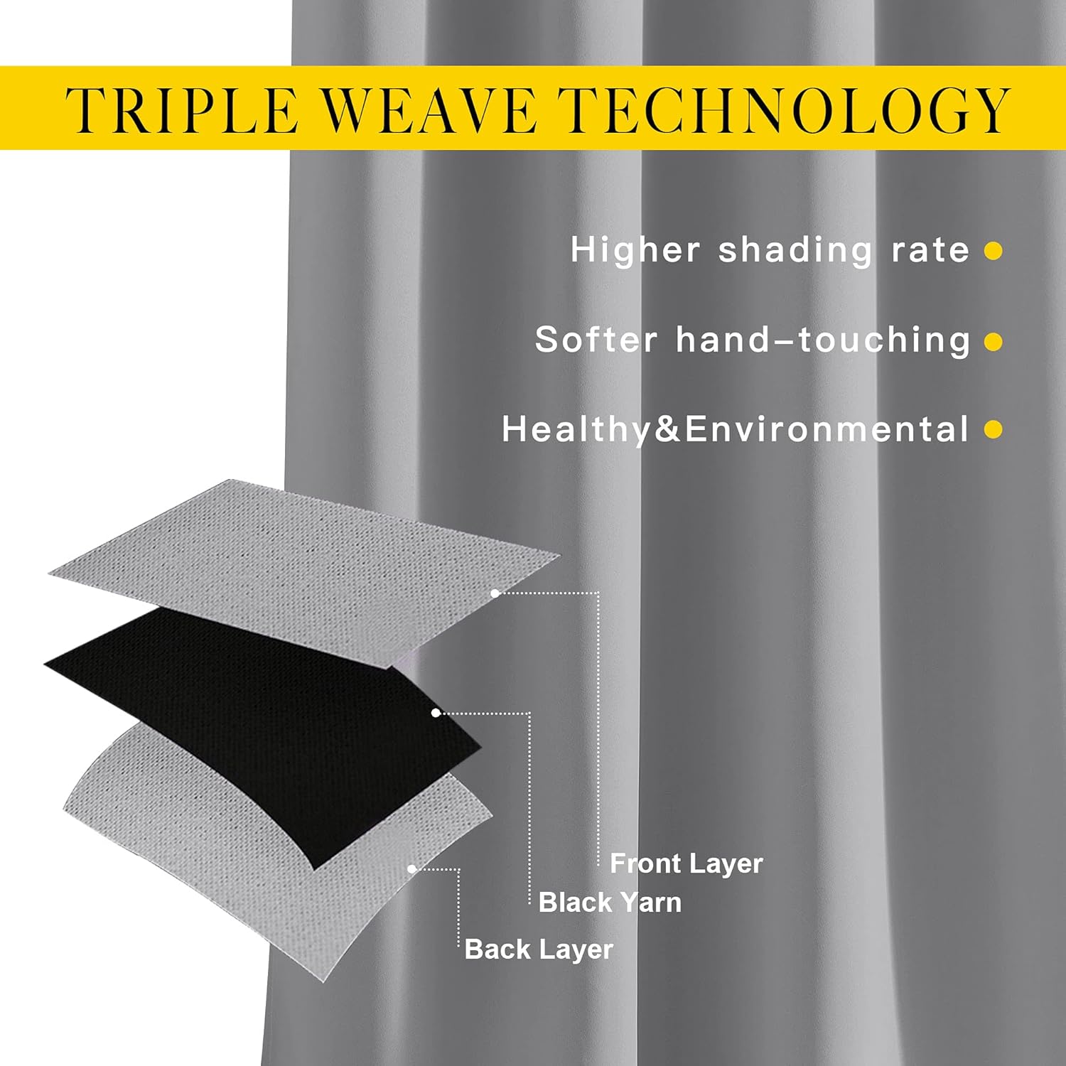Thumbnail 4 de NICETOWN Light Gray Blackout Curtains 52 x 84 in (2 Panels) – Thermal Insulated, Silver Grommet, 85-99% Light Blocking