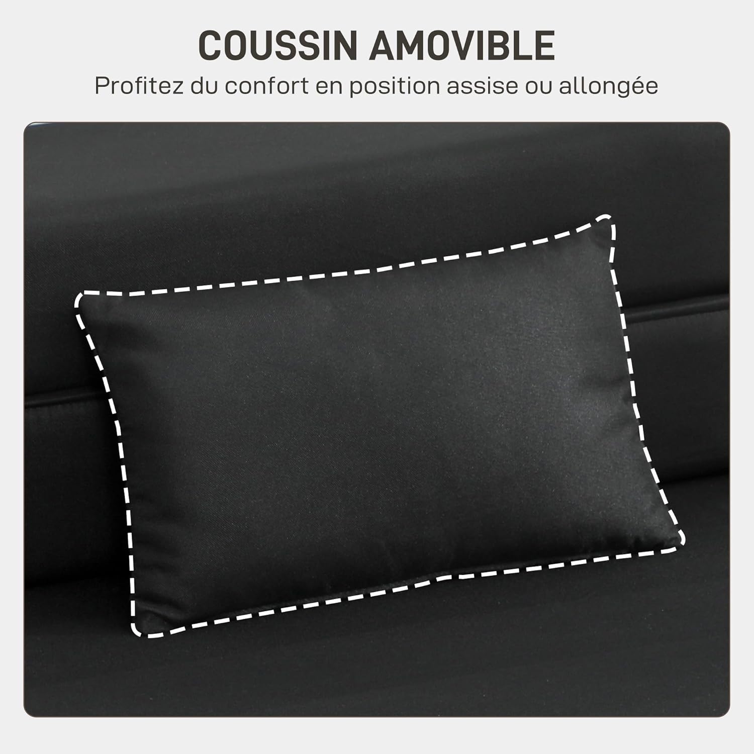 Thumbnail 5 de HOMCOM Fauteuil Convertible 1 Place 3 en 1 – Lit pliant et canapé de sol en lin noir