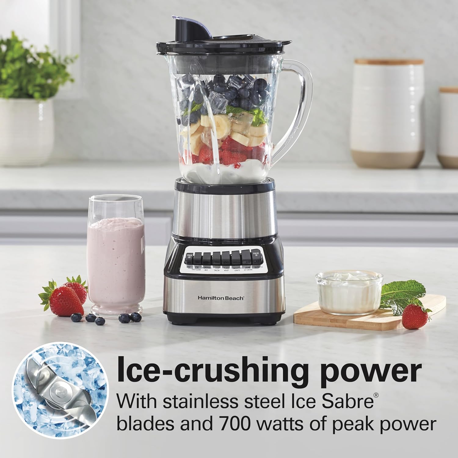 Thumbnail 2 de Hamilton Beach Wave Crusher Blender (54221) – 700-Watt, 40-oz Glass Jar, 14 Functions