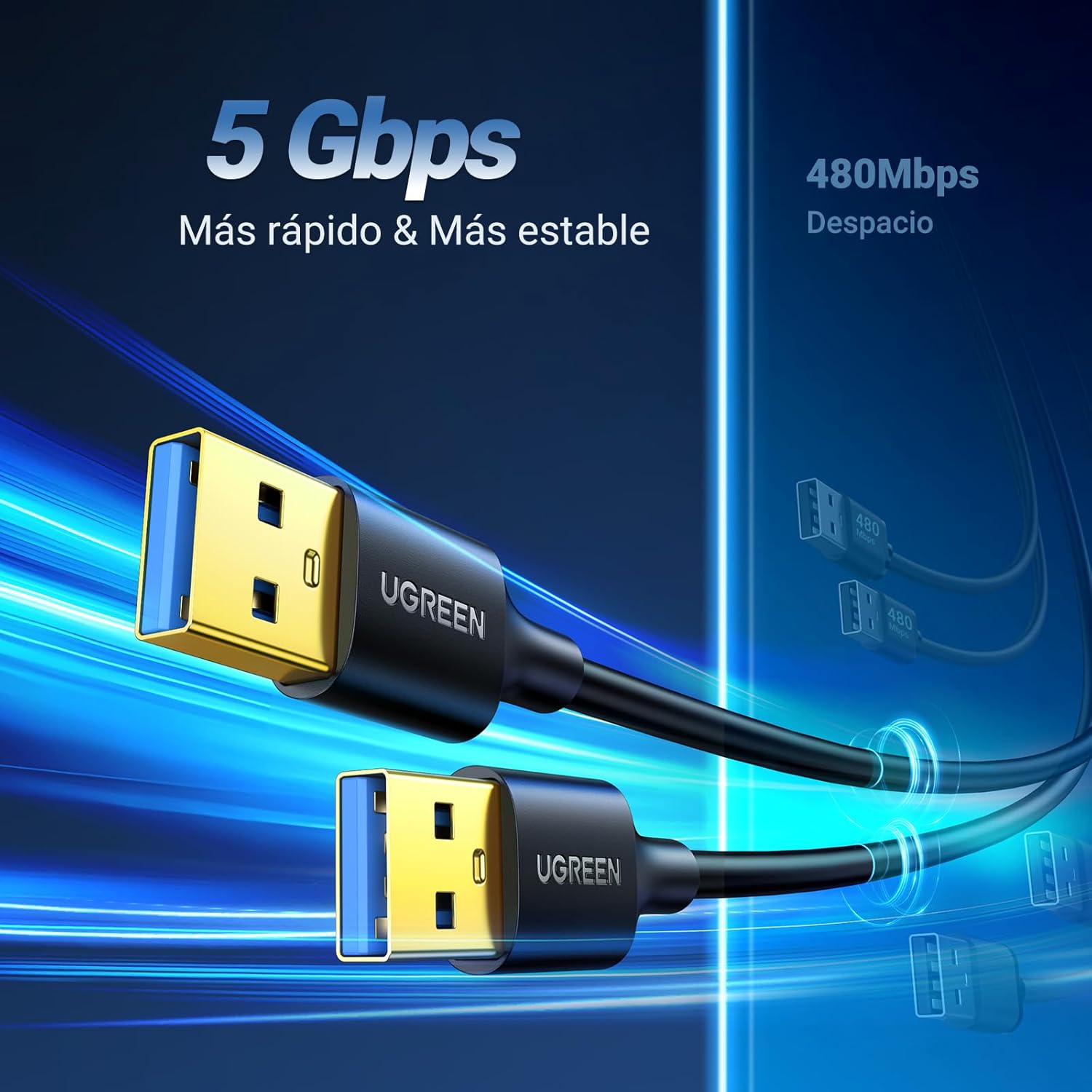 Thumbnail 1 de UGREEN Cable USB 3.0 Tipo A Macho 5 Gbps 🖥️ 1 M