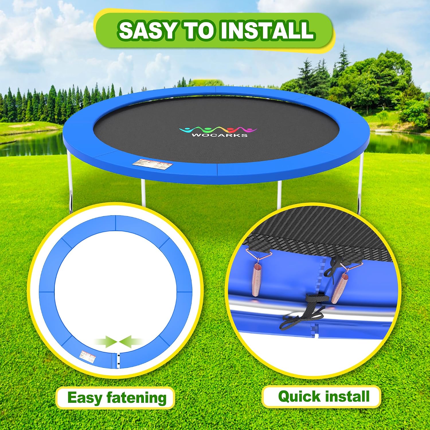 Thumbnail 4 de WOCARKS Trampoline Pad Replacement – 10ft to 16ft, Waterproof, Tear-Resistant Safety Spring Cover