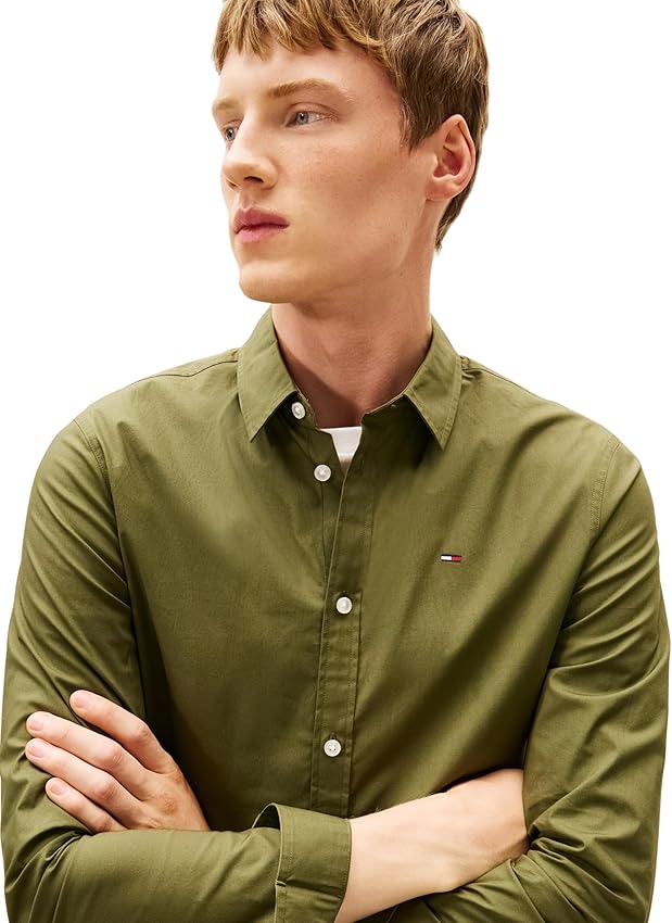 Detalle de Tommy Jeans TJM Original DM0DM04405 Camisa elástica Verde XXL