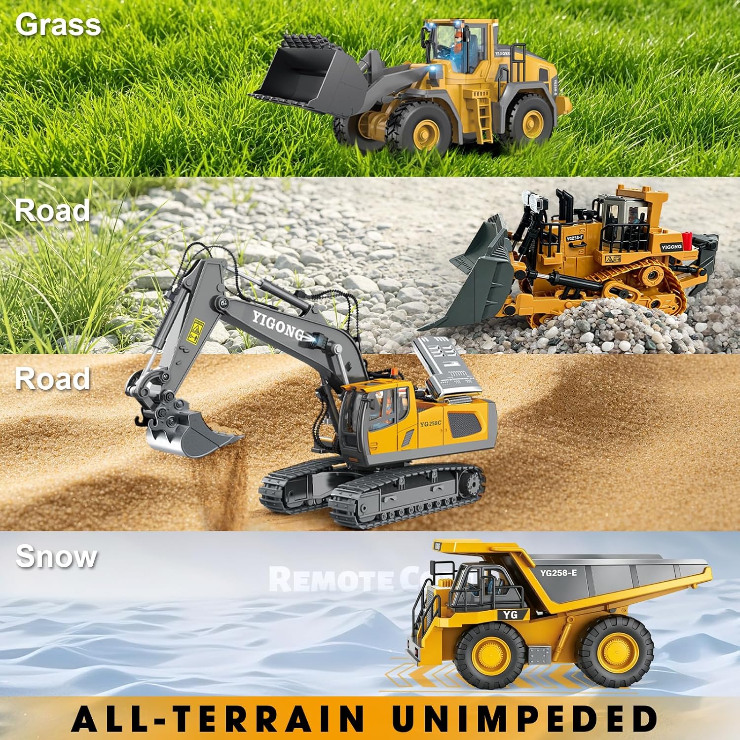 Detalle de ADTHLIER Rc-construction-set 4-in-1 Remote Control Construction Vehicle Set, 2.4GHz