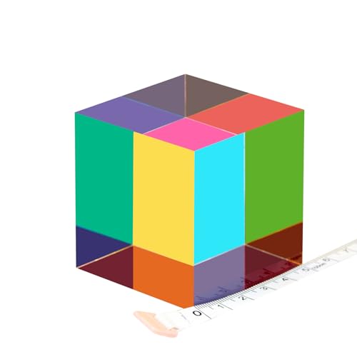 Detalle 2 de ECBANLI CMY Mixing Color Cube, 50 mm – Acryl CMYcube Prism als Lernspielzeug und Desktop-Deko