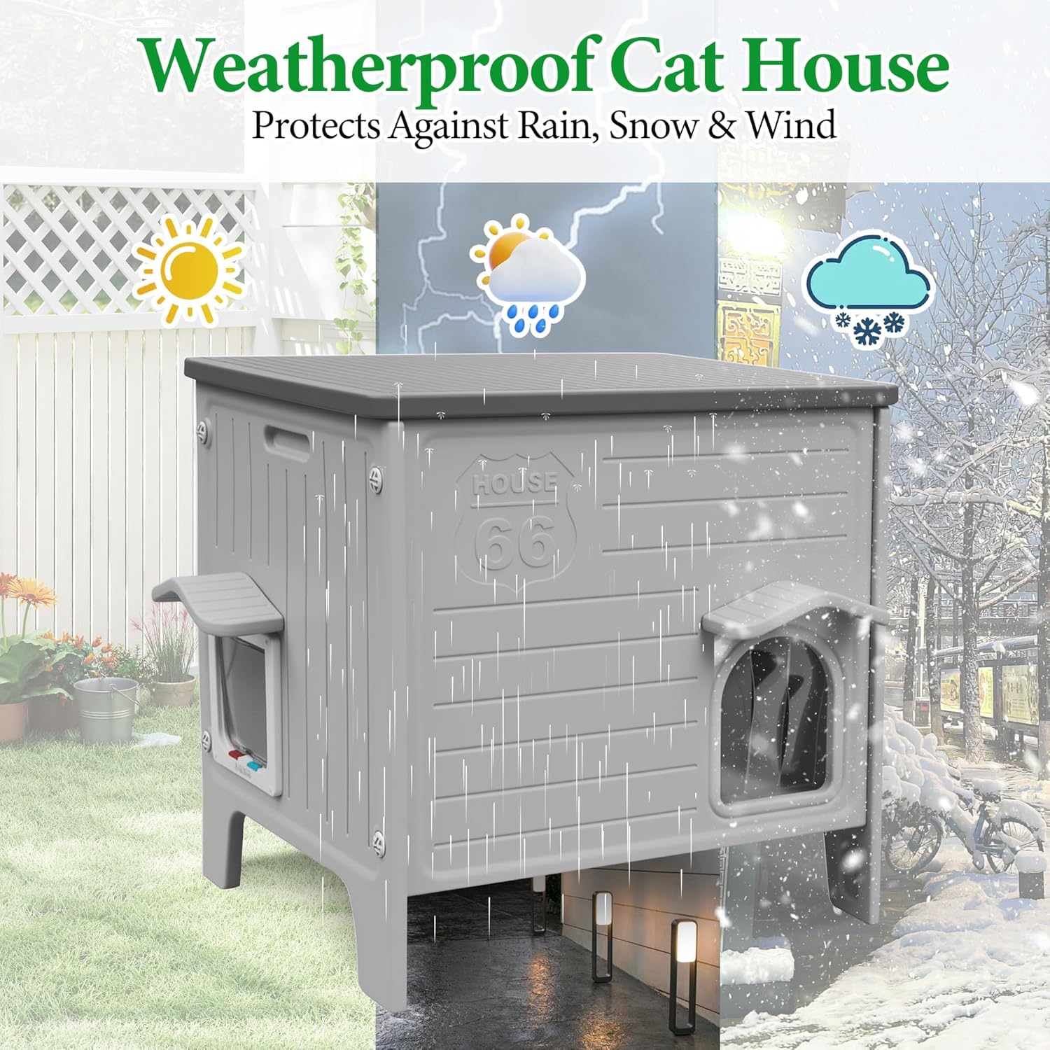 Detalle de Cat House Outdoor: Durable HDPE Shelter for Indoor and Outdoor Cats