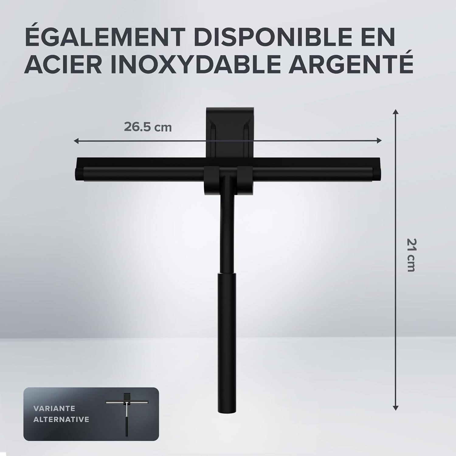 Thumbnail 2 de Ovimar Raclette Douche Naeroya sans percer en INOX — Noir, 26,4 cm, intercambiable