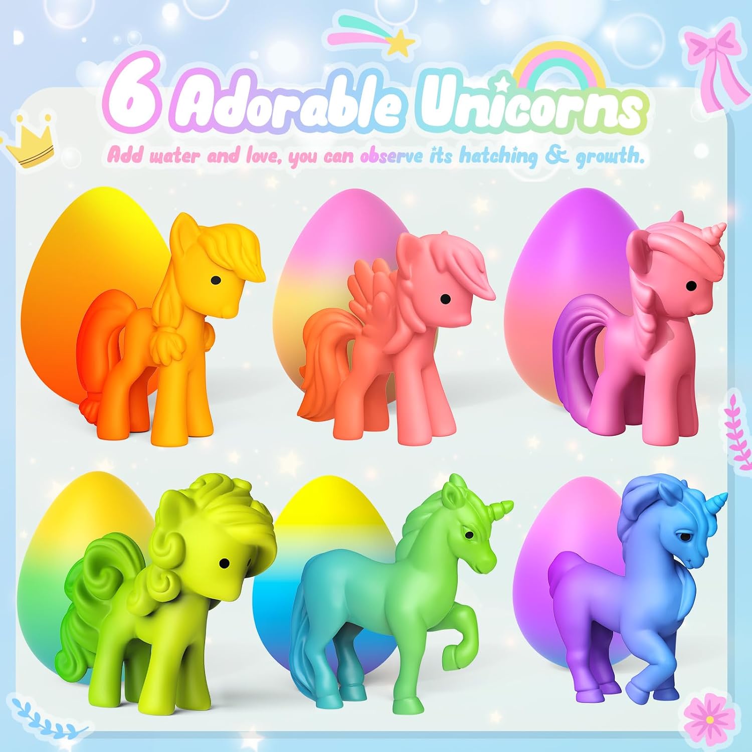 Detalle de Unicorn Hatching Rainbow Eggs 6-Pack