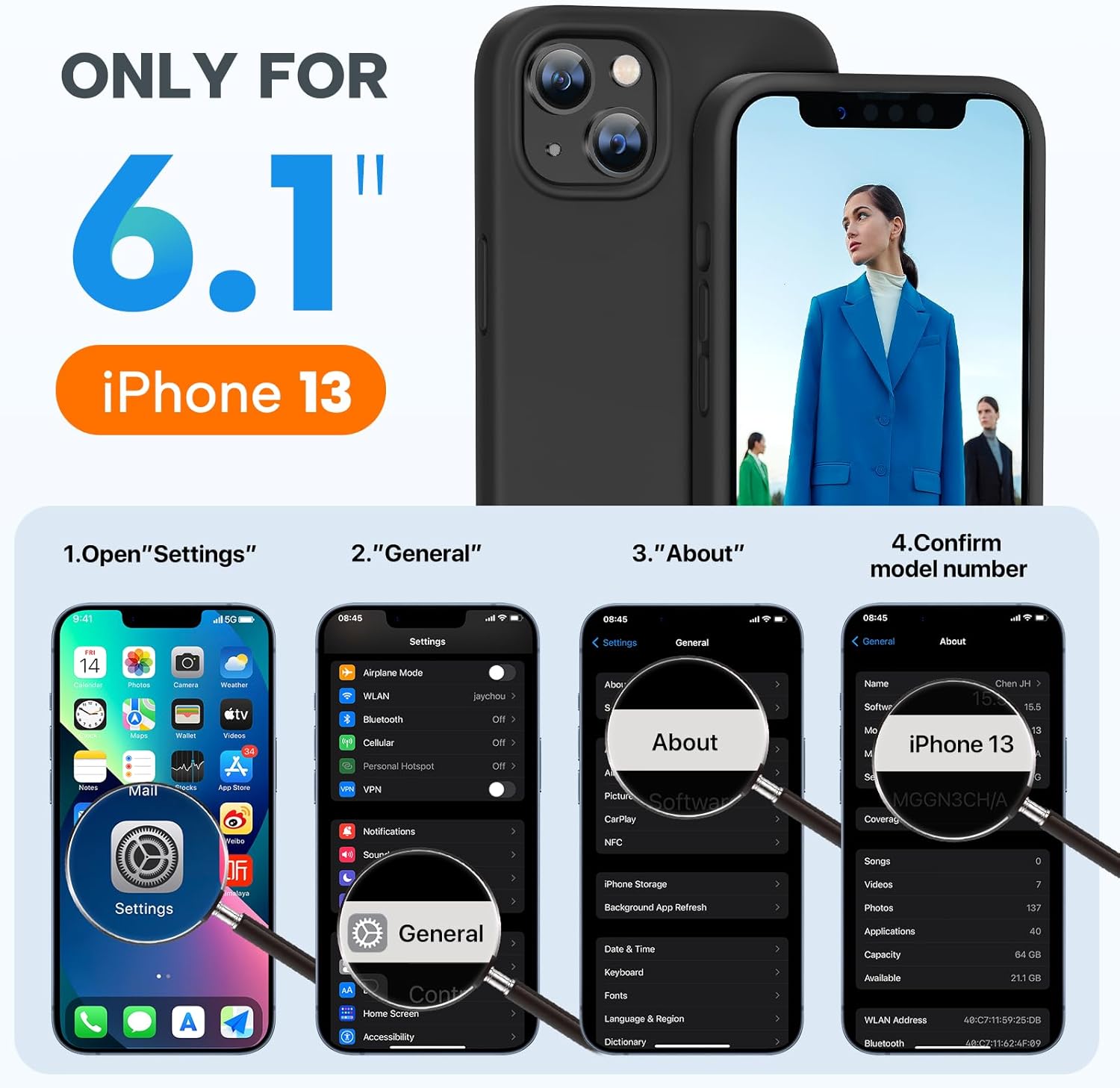 Thumbnail 6 de Miracase Designed for iPhone 13 Case with Tempered Glass Screen Protector