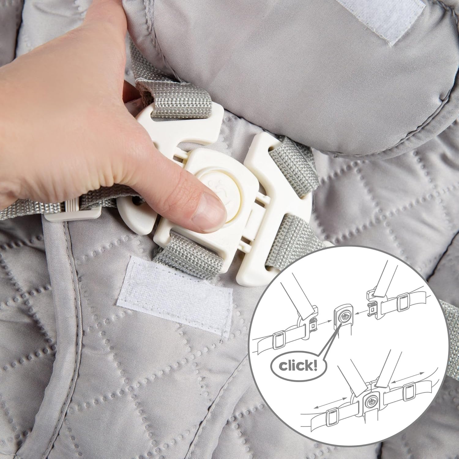 Detalle de Roba Chaise Haute Évolutive Born Up 2en1 + Transat Inclinable (Gris Argenté) – Dès la naissance