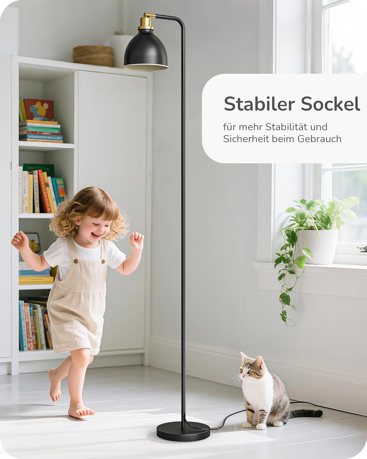 Thumbnail 4 de EDISHINE Industrielle Stehlampe im Retro-Look mit verstellbarem Kopf, E27 & LED (schwarz)