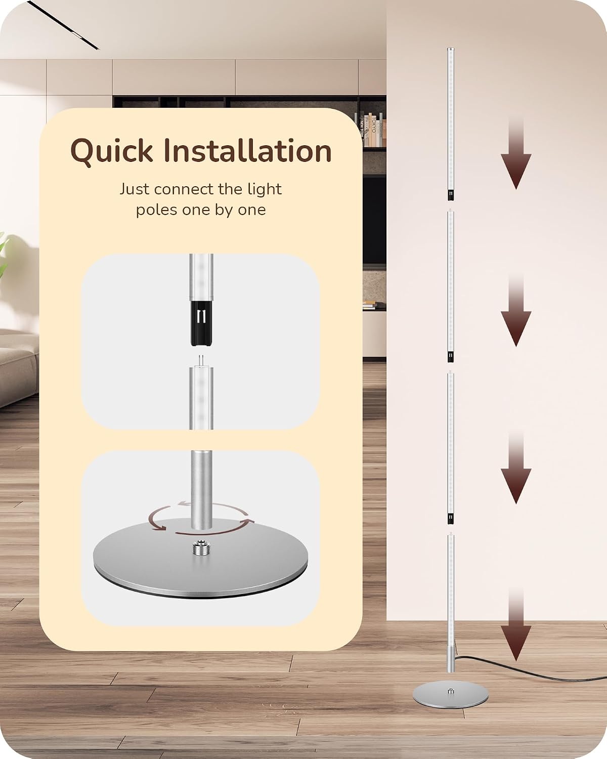 Thumbnail 6 de EDISHINE 2 Pack LED Floor Lamp 146cm