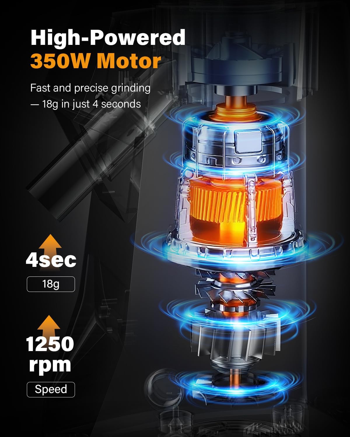 Thumbnail 6 de SHARDOR 64mm Burr Coffee Grinder — Electric, 100-Setting Precision for Home and Pros
