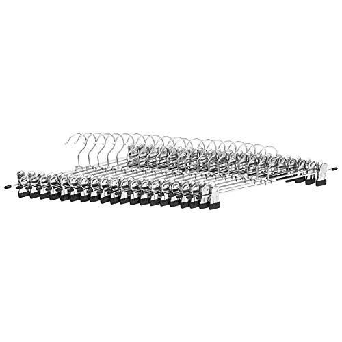 Detalle 2 de Amazon Basics: Perchas de metal con clips para pantalones y faldas (20 uds) – cromadas