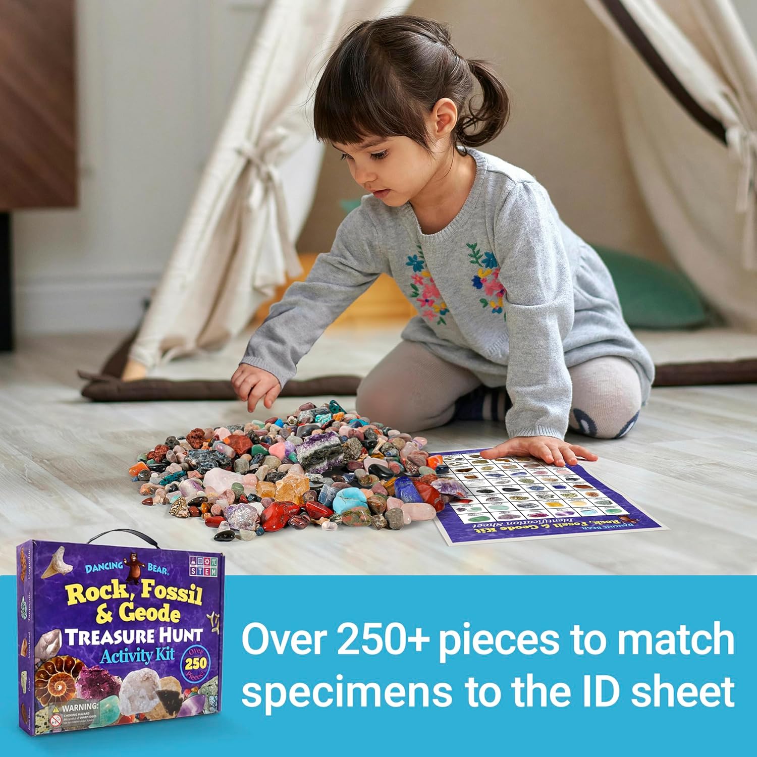 Thumbnail 6 de DANCING BEAR Rock, Mineral & Geodes Kit 250 pc 🪨