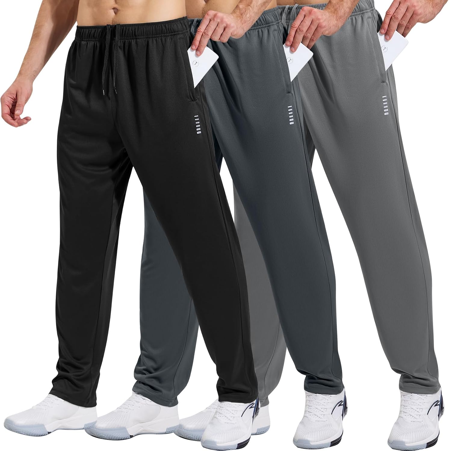 Thumbnail 6 de HUAKANG Men’s Joggers: Lightweight Tracksuit Bottoms with Zipper Pockets