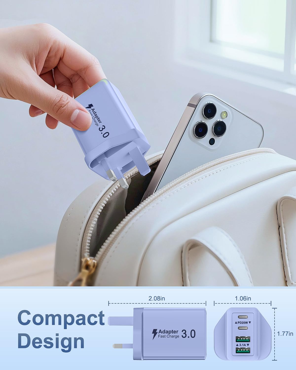 Thumbnail 4 de Saqykan 40W 4-Port USB Plug UK Fast Charger