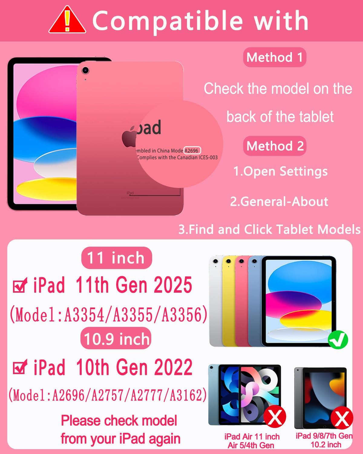 Detalle de EAMPANG iPad keyboard case with rainbow backlit detachable keypad for 11th/10th gen A3354/A3355/A3356 and A2696/A2757/A2777/A3162
