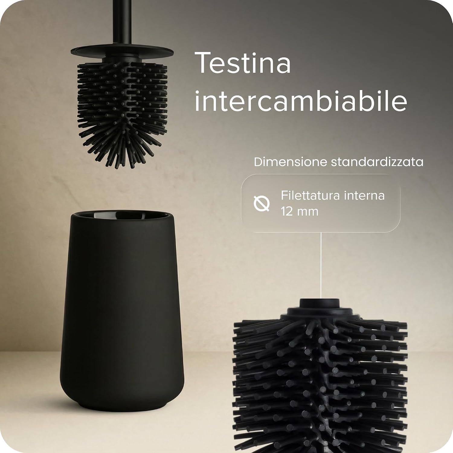 Thumbnail 4 de Black Sweden Home Set bagno completo in ceramica nera opaca (4 pezzi) con dispenser sapone e spazzola WC rimovibile