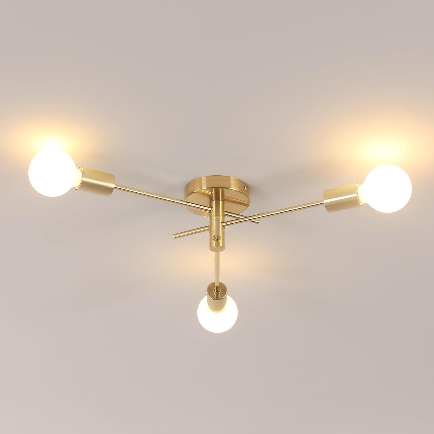 Detalle de Riserva RVDE-52 Sputnik-taklampa i metall, 3 E27-ljuskällor, 180°
