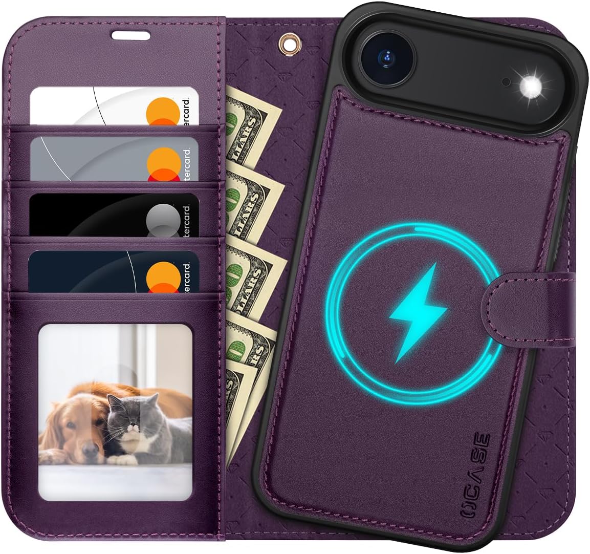 Detalle de OCASE Handyhülle für iPhone Air (6,5 Zoll) – abnehmbare 2-in-1 Klapphülle mit Magnet, Kartenfach, RFID & Standfunktion in Dunkelviolett