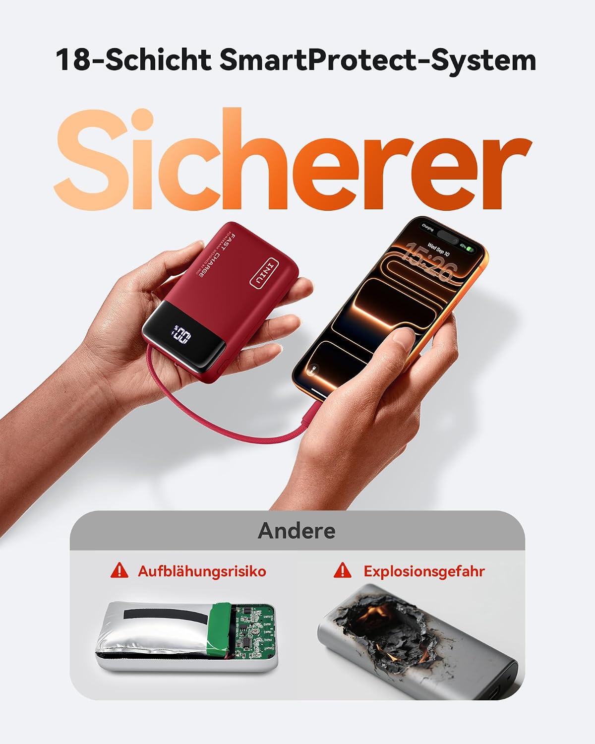 Detalle de INIU 45W Power Bank – Ultraklein mit 20000 mAh und integriertem USB‑C Kabel