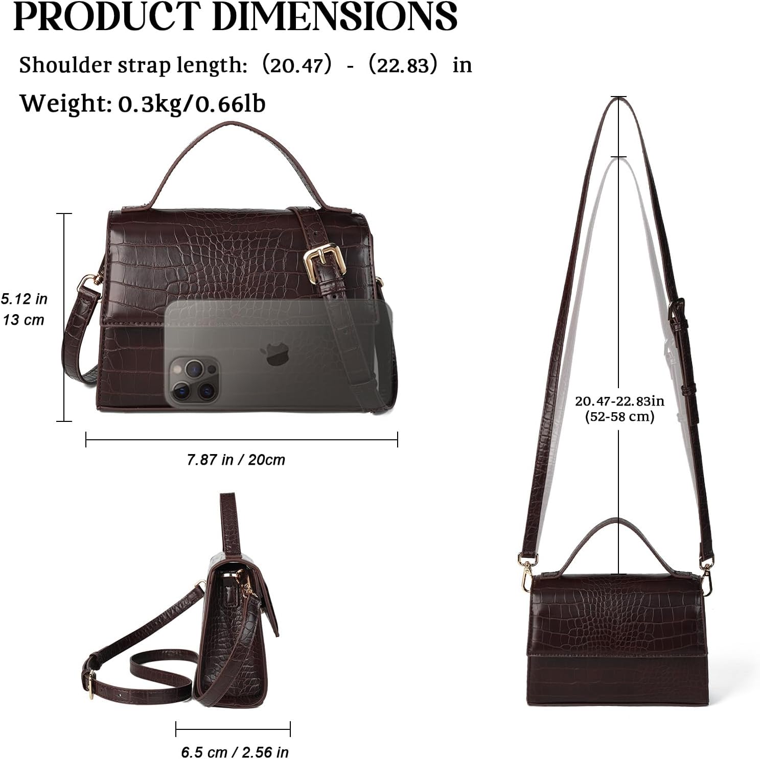 Detalle de AFKOMST small hobo bag with crocodile look 20cm