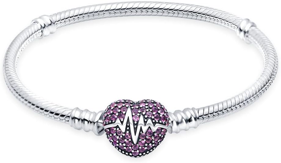 Detalle de XWN Schlangenkettenuhrarmband aus 925 Sterling-Silber – Rundverschluss Charm-Armband für europäische Charms