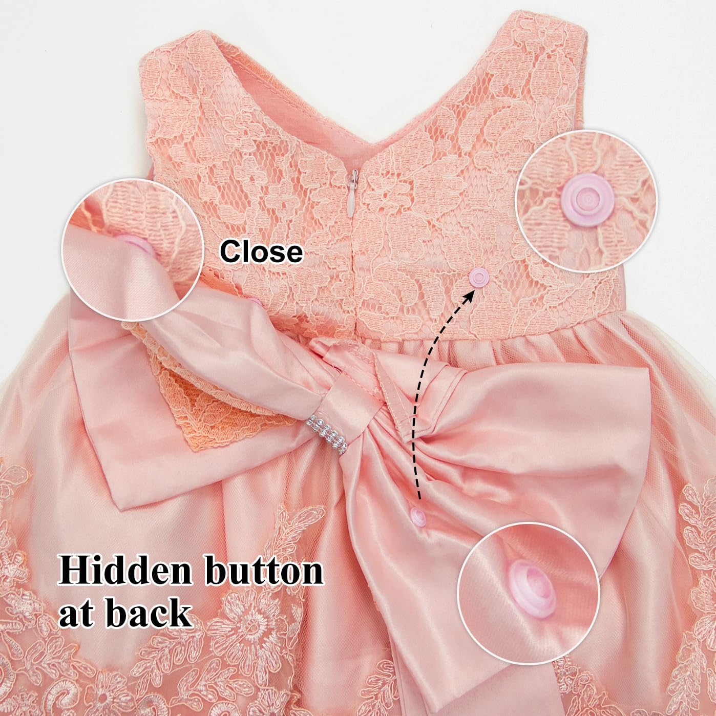 Thumbnail 6 de LZH Baby Girls Ruffle Lace Backless Dress with Headwear