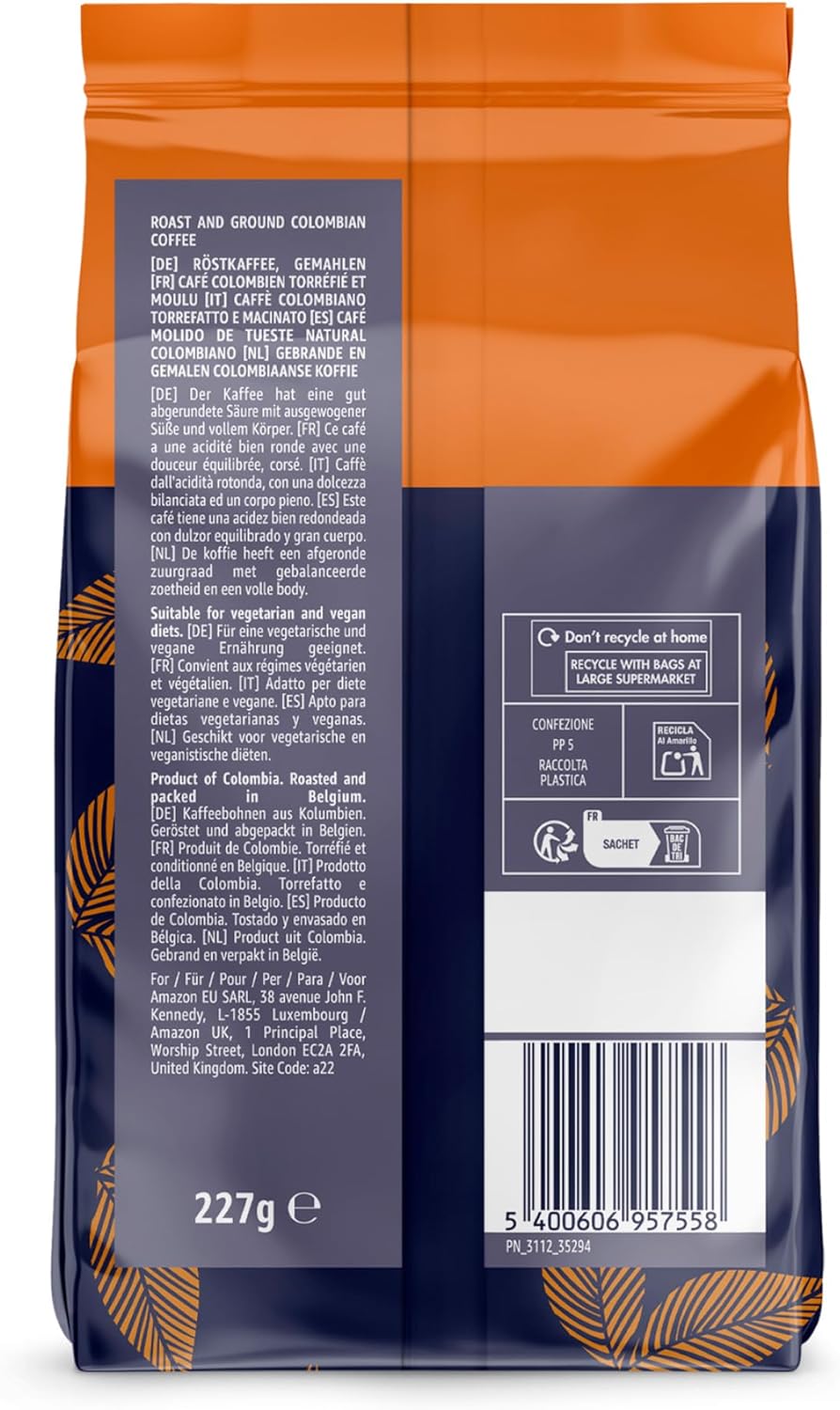 Detalle de By Amazon Café torréfié Colombien – Café moulu, torréfaction moyenne, 227 g