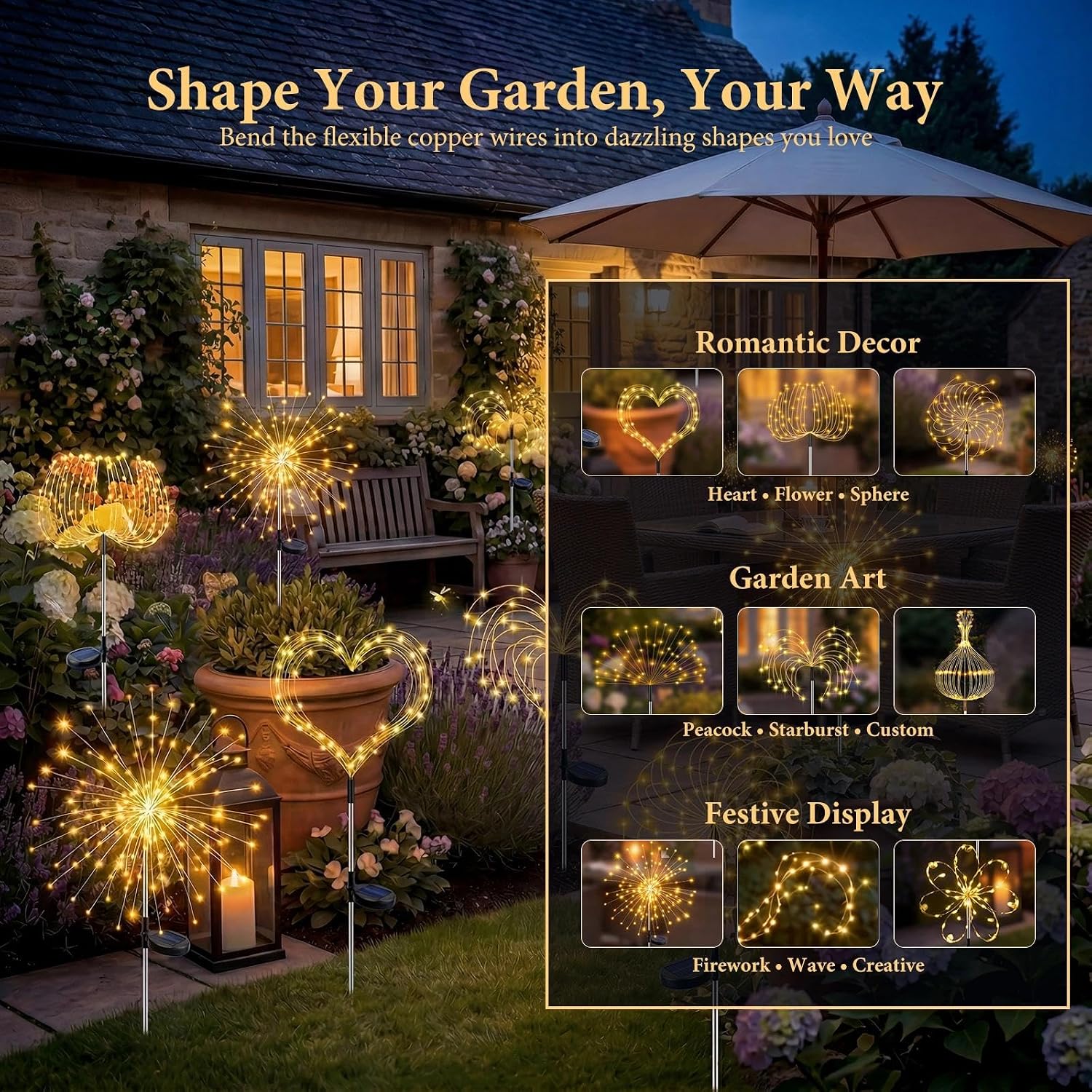 Thumbnail 3 de Fairdeer Solar Firework Lights Outdoor Garden (6 Pack) – 120 LED Starburst Pathway Lights