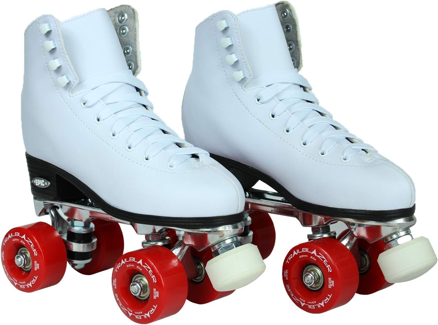 Detalle de Epic Skates Classic White Roller Skates with Red Wheels