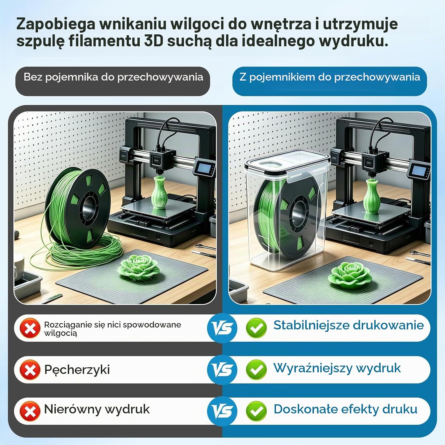 Detalle de Jukibole – zestaw 4 hermetycznych pojemników na filament, 4 l, przezroczyste